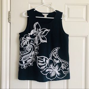 Christopher & Banks Dressy Tank Top Navy & White M